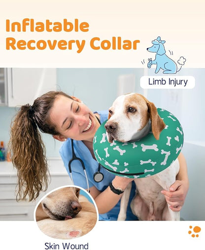 Supet Inflatable Dog Cone Collar for Large Medium Small Dogs, Soft Cone Collar for Dogs Cats, ECollar Doggie Neck Donut Dog Cone Alternative After Surgery