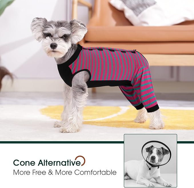 Kuoser Dog Recovery Suit, Anti Licking Dogs Rear Leg Sleeve, Abdominal Dog Surgical Suit with Pants Cover Protect Wounds, Dogs Elbow Protector Soft Pet Surgery Onesie Cone Alternative, Rose L