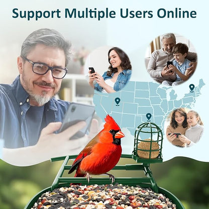 BIRDLEGEND-BL03 2L Large Bird Feeder with Camera Solar Powered, 2K Clarity 3:4 Portrait Free AI Identify Arrival Alerts with 64GB Card Smart Cameras Birds Feeders Wireless Outdoor Gift for Bird Lover