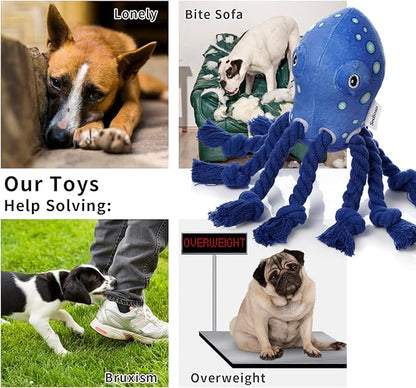 Sedioso Dog Toys, Dog Plush Toy for Large Breed, Large Plush Dogs Stuffed Animal, Puppy Chew Toys for Puppy, Small, Middle, Big Dogs (Octopus)
