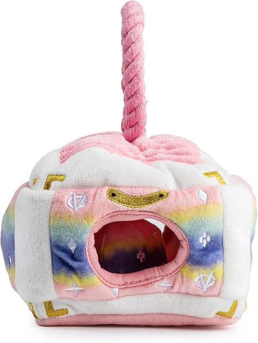Haute Diggity Dog Pink Ombre Chewy Vuiton Trunk, Plush Designer Dog Toys with Interactive Squeaker, Stimulating Pet Enrichment, Machine-Washable & Safe Materials for All Breeds