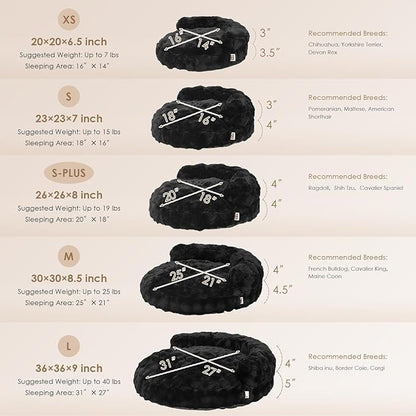 EHEYCIGA Small Dog Bed and Cat Couch - Fluffy Faux Rabbit Fur Pet Sofa with Washable Removable Cover, Waterproof and Non-Slip, 26 Inch, Black