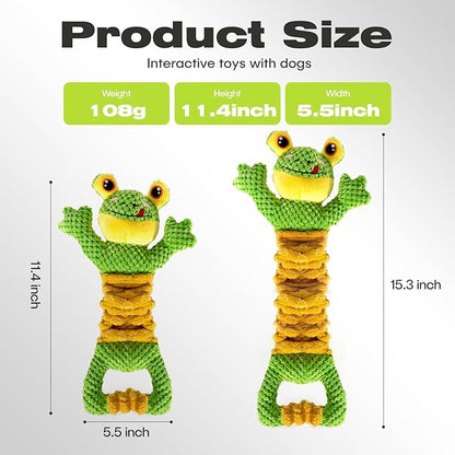 Dog Tug Toy, Durable Dog Toy for Large Breed, Tug of War Dog Squeaky Toys, Stuffed Plush Dog Toy with Crinkle Paper for Small, Middle, and Big Dogs(Frog)