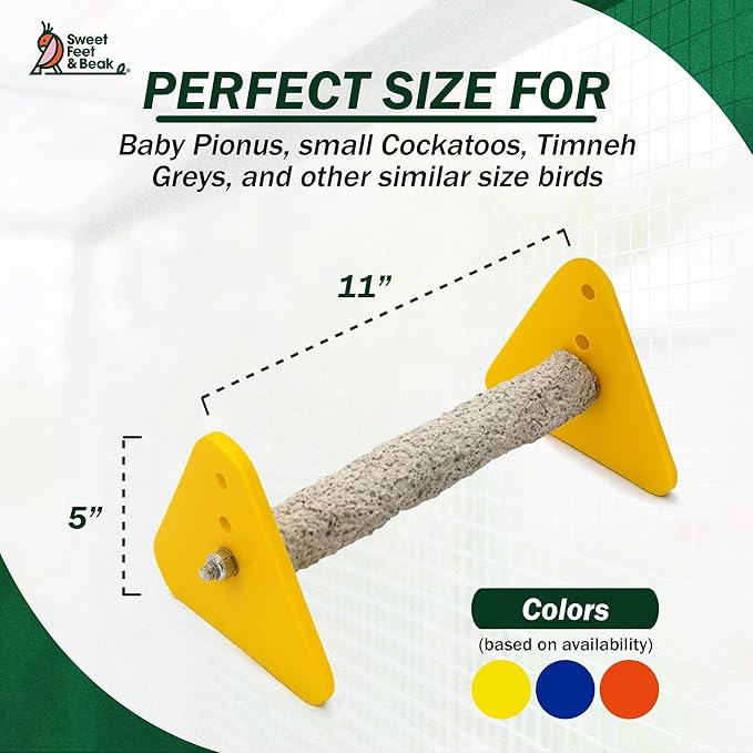 Sweet Feet and Beak Medium Portable Perch and Weaning Stand for Birds. Keep Nails and Beaks in Top Condition - Safe, Non-Toxic, Easy to Install Cage Accessories