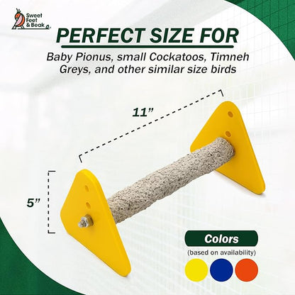 Sweet Feet and Beak Medium Portable Perch and Weaning Stand for Birds. Keep Nails and Beaks in Top Condition - Safe, Non-Toxic, Easy to Install Cage Accessories