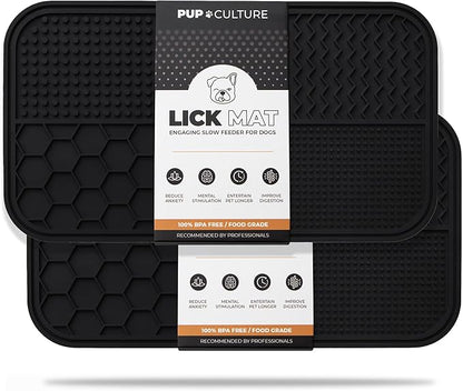 Pup Culture Dog Lick Mat for Dogs (2 Pack), Feeding Pad for Anxious Pets Plus 4 Different Puzzles for Mental Stimulation for Dogs - Supports Mental, Dental, and Digestive Health - Heavy Duty