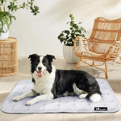 Luciphia Premium Dog Cooling Mat Non-Slip Q-MAX>0.5 Self-Cooling Pad for Medium Pet Indoor Portable Kennel Puppy Bed for Summer Crate Pad for Dog Washable Light Grey 30x40 inches