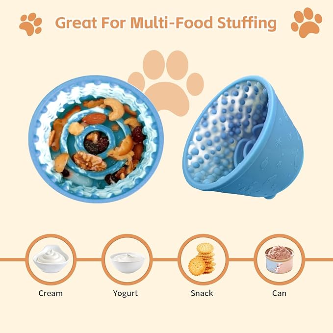 Dog Lick Bowl,Anxiety Relief Non-Slip Silicone Treat Bowl,Durable Anti-Choking Long-Lasting Enrichment Slow Feeder Licking Mat for Small Medium Large Breed,Freezable BPA Free Silicone Dishwasher Safe