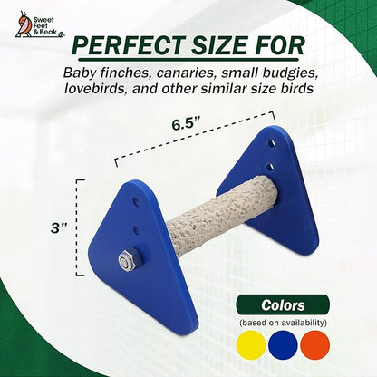 Sweet Feet and Beak Portable Bird Perch Stand for Small Birds to Keep Nails and Beaks in Top Condition - Safe, Non-Toxic, Easy to Install Cage Accessories