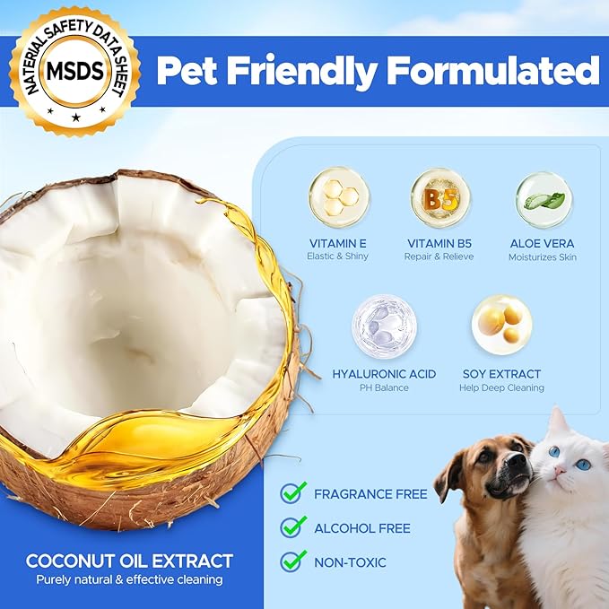 Paw Cleaner for Dogs & Cats,No-Rinse Foaming Dog Paw Cleaner Washer Cleanser,Hypoallergenic & pH-Balanced, 7 fl oz, with Scrubber Brush,Safe for Small, Medium & Large Pet, Puppy Clean Paws