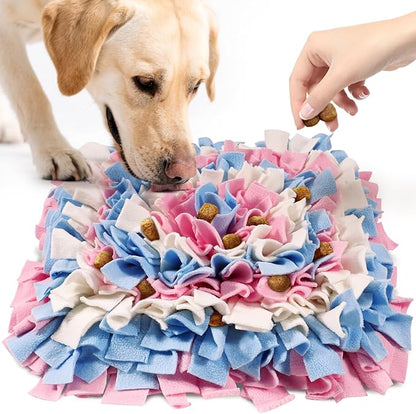 LIVEKEY Pet Snuffle Mat for Dogs, Dog Feeding Mat, Nosework Training Mats for Foraging Instinct Interactive Puzzle Toys (Pink&SkyBlue&White)