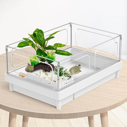 Moonorange Reptile Artificial Plants, Terrarium Plants Decorations Supplies, Aquarium Fish Tank Plant, Amphibian Habitat Hideout Tank Accessories (M Set-2pcs/E)
