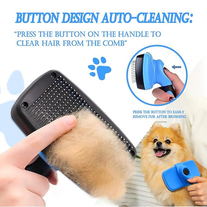 4 in 1 Skin Friendly Grooming kit including Dematting Rakes,Self Cleaning Slicker Brush,Deshedding Brush,Flea Comb for Haired cat Dog and Small Animals.