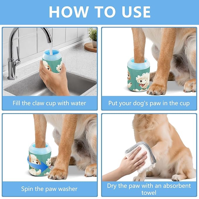 Dog Paw Cleaner Mudbuster Dog Foot Washer for Small Medium Large Dogs Cats Premium Pet Supplies Happy Poodle Dogs Spring Grass