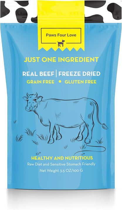 Organic Freeze-Dried Beef Treats — 100% Single-Ingredient Beef — Grain-Free, Gluten-Free, High Protein, Allergy-Friendly Topper & Reward — Made in USA (Pack of 3)