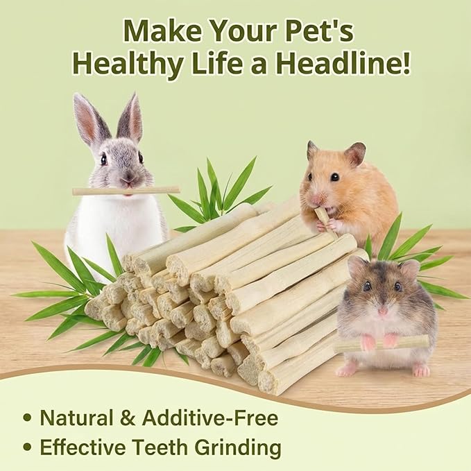 Sukh 240g Sweet Bamboo Chew-Sticks - Natural Rabbit Bamboo Sticks Small Animal Chew Toy Bunny Molar Treats Atural Teeth Grinding Toys for Squirrel Guinea Pigs Chinchilla
