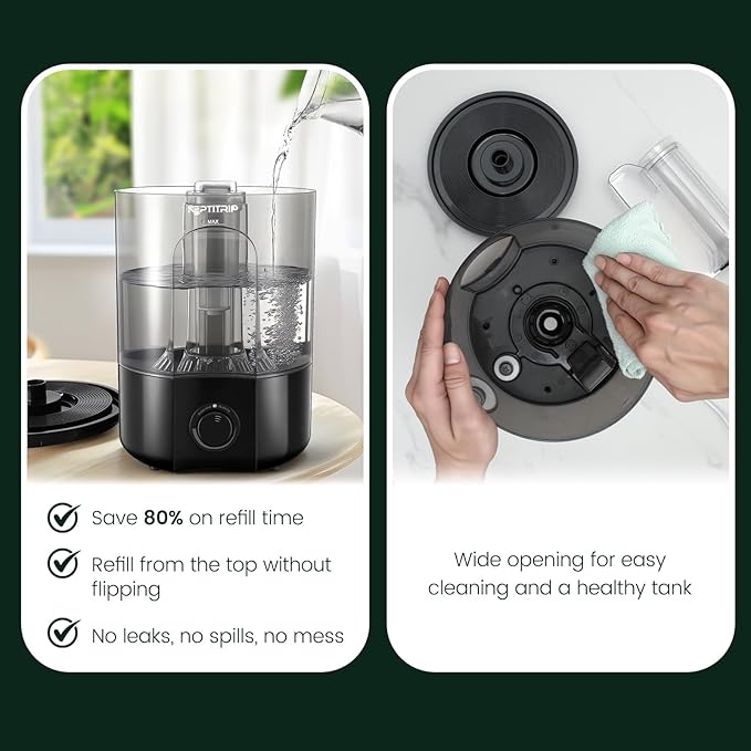 1 Gallon Reptile Humidifier Fogger for Terrariums, Adjustable Fog Volume, Ideal for Bearded Dragons, Lizards, Geckos, Snakes, Tortoises, Amphibians Humidity Increasing