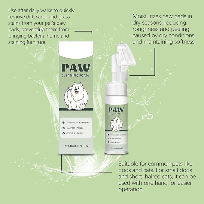 Cat Paw Cleaner - Cleaning Supplies with Silicone Brush - 100ml Pet Foot Washer with Scrubber,for Dirty Muddy Puppy Kitten Small Medium Large Breed Travel Outdoor Walking Bath