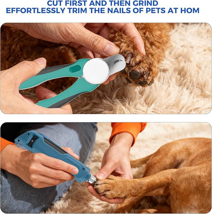 PAPIFEED High Torque Dog Nail Grinder Quiet - 6-Speed Adjustable Dog Nail Trimmers with 2 LED Lights & Dust-Proof Cover, Powerful Motor for Large/Medium/Small Dogs & Cats, Rechargeable - Dark Blue Kit