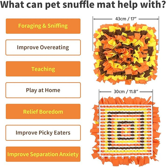 LIVEKEY Pet Snuffle Mat for Dogs, Dog Feeding Mat, Nosework Training Mats for Foraging Instinct Interactive Puzzle Toys (Orange&Yellow&Brown)