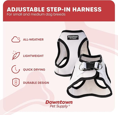 Downtown Pet Supply Step in Dog Harness for Small Dogs No Pull, Large, Doodle - Adjustable Harness with Padded Mesh Fabric and Reflective Trim - Buckle Strap Harness for Dogs