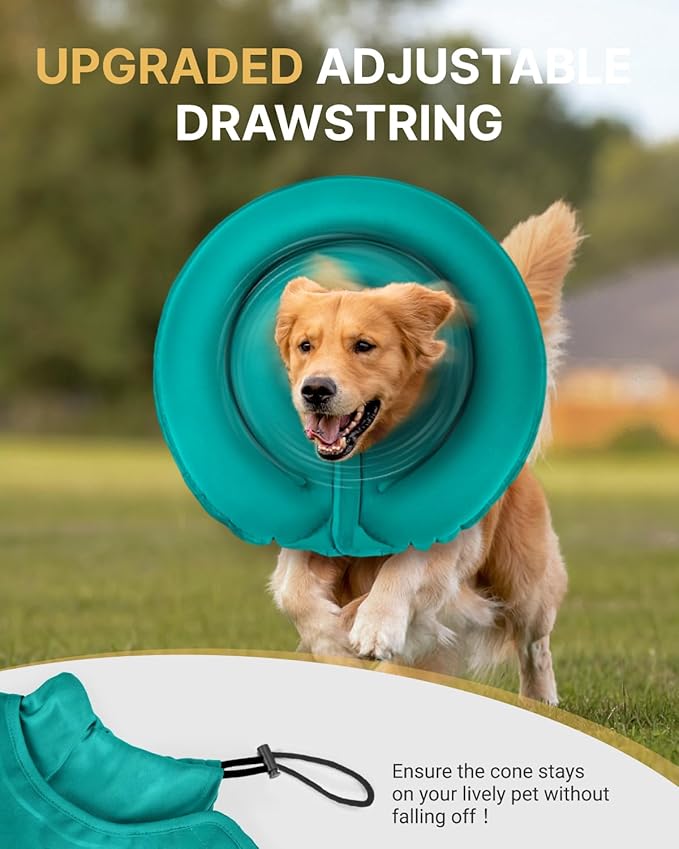 MIDOG Soft Inflatable Dog Cone - Comfortable Alternative After Surgery That Doesn't Block Vision, Patented Donut Recovery Collar Prevents Licking for Large & Medium Dogs (XS)