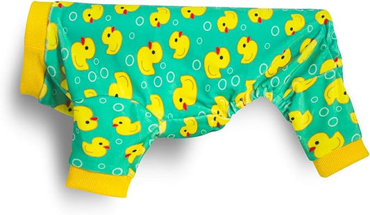 Paiaite Dog Pajamas Onesie: Comfortable Four-Legged Apparel for Small, Medium, & Large Dogs, Polyester Material for Comfort, Wrinkle Resistance, Moisture Wicking, and Stretchiness Yellow Duck XS