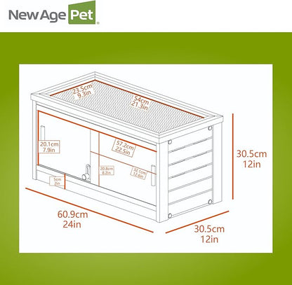 New Age Pet ECOFLEX 24" Wide Small Reptile Habitat Enclosure, Glass Front Terrarium for Snakes, Lizards & Tortoises in Maple or Grey, Easy to Clean, Front Access Design and Mesh Top