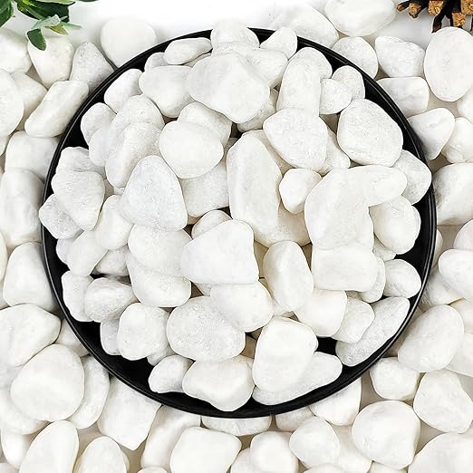 20lb White River Rocks for Landscaping, 5/8 Inch Natural Pebbles for Indoor Plants, Snow White Decorative Stones, Ideal for Fish Tank, Vases, Crafting, Home Decor and Garden Rocks