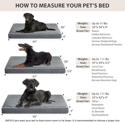 WNPETHOME Orthopedic XL Dog Beds Large Sized Dog, Waterproof Extra Large Dogs Bed with Removable Washable Cover, Multi-Needle Quilting Dogs Crate Bed