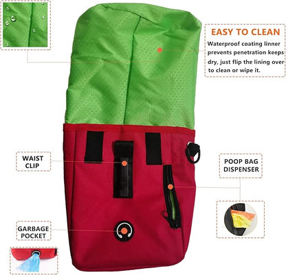 Gliitatu Dog Treat Pouch Built-in Poop Bag Dispenser and Training Clicker and Collapsible Dog Bowl and Poop Bag 4Pack Dog Training Kit Treat Pouches for Pet Training with Clip, Adjustable Strap