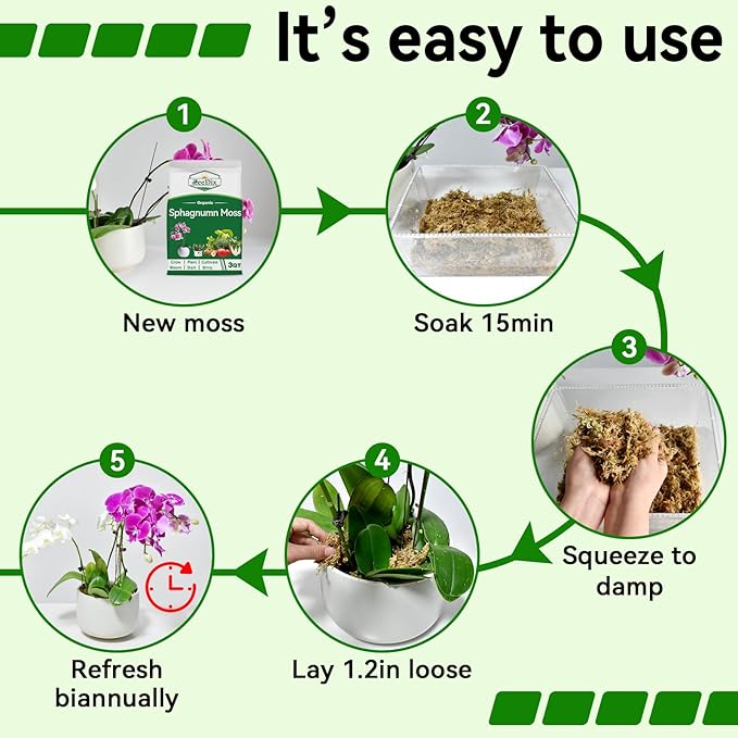 ZeeDix 3QT Natural Sphagnum Moss for Plants, Orchid Moss Potting Mix for Repotting, High Water Retention, Help with Maintain Humidity, Plant Moss for Gardening, Hanging Baskets, Reptile Bedding
