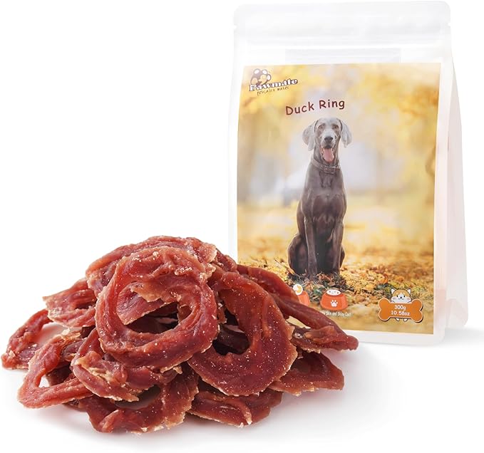 Dog Treats Duck Jerky Rings, Natural Duck Brest w/Glucosamine Chondroitin, Healthy Training Treats Snacks for Small Medium Large Dogs, 10.6 oz