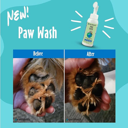earthbath Paw Wash with Scrubber Brush - No Rinse Dog & Cat Paw Cleaner, Waterless Pet Foot Washer for Small, Medium, & Large Dogs, Helps Dry & Itchy Paws, Cruelty-Free - Avocado & Calendula, 8 fl oz