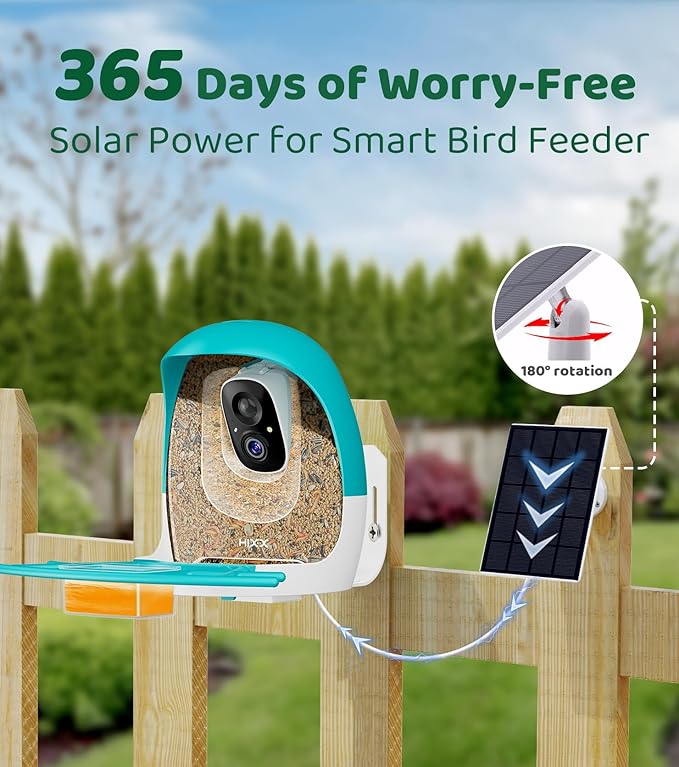 HIXX Smart Bird Feeder with Camera, AI Identify Birds & Auto Capture, 2K HD Live Camera Birdwatching with Color Night Vision for Bird Lovers Gifts (Blue)