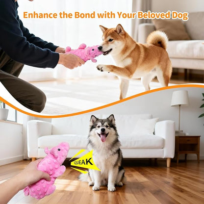 KrauzPet Plush Squeaky Dog Toys, Soft Stuffed Animals Dog Toy with Squeaker, Interactive Crinkle Dog Toys, Puppy Teething Chew Toy for Small, Medium & Large Breeds