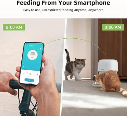 5G WiFi Automatic Cat Feeders Easy to Use - 8cup/68oz Cat Food Dispenser, Automatic Timed Cat Feeder with Dual-Band WiFi APP Control for Remote Feeding, Easy to Clean Also for Dogs