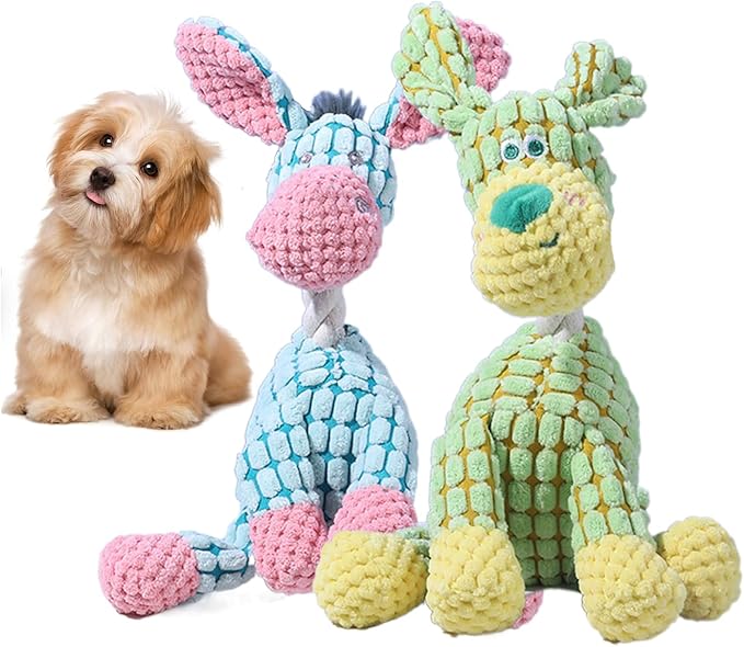 2026 New Dog Toys,Indestructible Plush Dogs Toy for Aggressive Chewers,Squeaky Durable Chew Toy for Indoor Pups Teething, Stuffed Toys for Small Medium Large Dogs (Green+Donkey)
