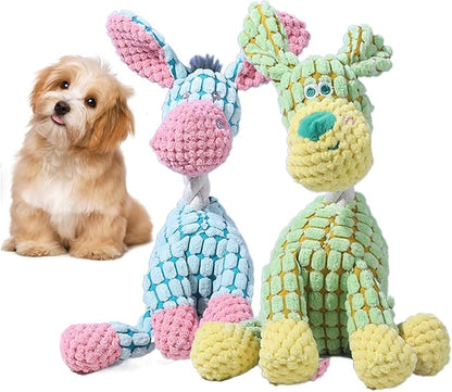 2026 New Dog Toys,Indestructible Plush Dogs Toy for Aggressive Chewers,Squeaky Durable Chew Toy for Indoor Pups Teething, Stuffed Toys for Small Medium Large Dogs (Green+Donkey)