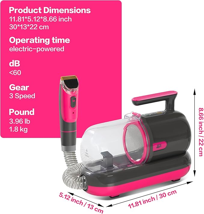 S7 Dog Grooming Vacuum Kit with Nail Grinder,1.5L Dust Cup,Dog Hair Vacuum for Shedding,Grooming Tools for Dogs,Home Cleaning