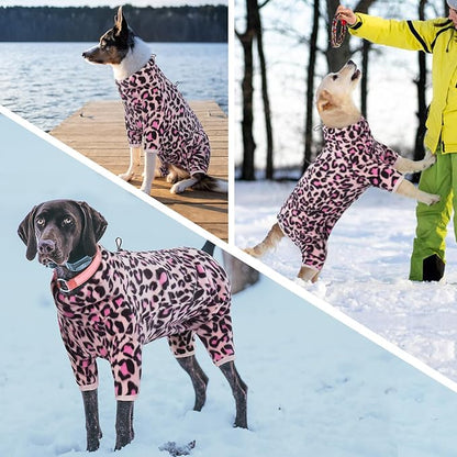 ROZKITCH Fleece Small Dog Pajamas, Pet Windproof Warm Cold Weather Jacket Vest with Luminous Zipper, Jumpsuit Apparel Outfit Clothes for Small Medium Large Dog L-Pink XS