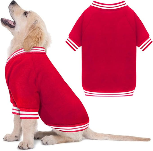Dog Sweaters for Medium Dogs, Brushed Fleece Dog Sweater Baseball Jacket Soft Warm Pet Sweater Clothes Medium Sized Boy Girl Pet(Red-M)