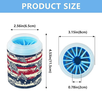 Dog Paw Cleaner Cups for Dogs Pets Foot Washer Paw Scrubber for Medium Small Cats Dogs Cleaning Cup Sea Turtles and Flag