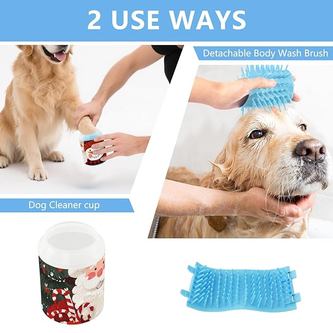 Dog Paw Cleaner Mudbuster Dog Foot Washer for Small Medium Large Dogs Cats Premium Pet Supplies Cartoon Santa Claus Snowman