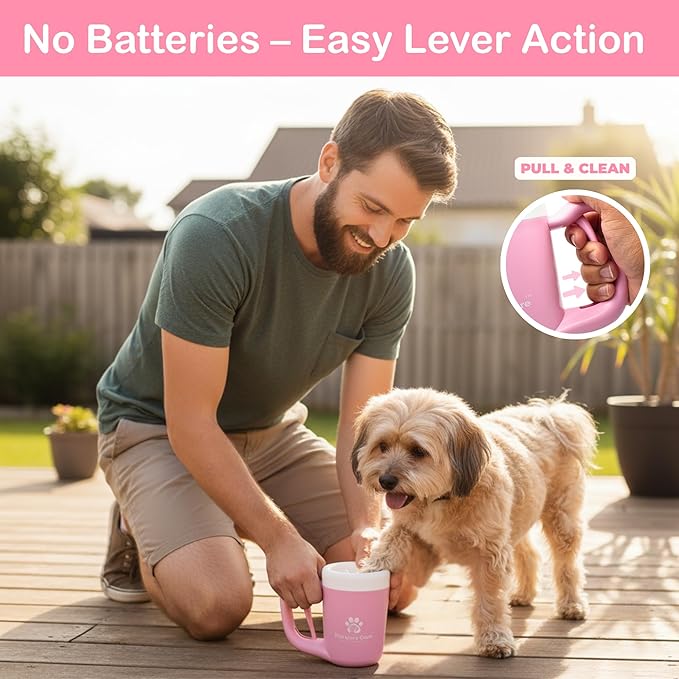 Dog Paw Washer Kit - Includes Paw Cleaner Cup, Towel, Pet Bath Brush & Moisturizing Balm - Dog Foot Washer for Muddy Paws, ideal for Small & Medium Dogs (Pink, Small)