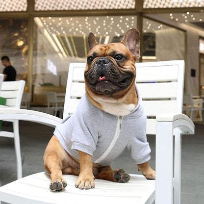 iChoue Pug Clothes Hoodies for Dogs Puppy French Bulldog Frenchie English Boston Terrier Bully Pitbull Sweatshirt Sweater Clothing Cold Weather Winter Coats - Grey/Small