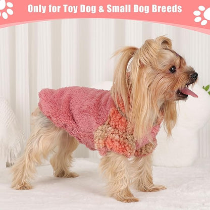 Plaid Dog Hoodie Dog Sweaters for Small Dogs Male Winter Warm Extra Small Puppy Sweater for Chihuahua Teacup Yorkie Soft Fleece Clothes Girl Boy Tiny Outfits Pet Clothing, Red, XXS