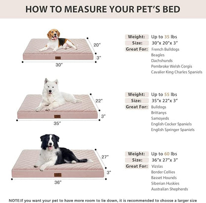 WNPETHOME Orthopedic XL Dog Beds Large Sized Dog, Waterproof Extra Large Dogs Bed with Removable Washable Cover, Multi-Needle Quilting Dogs Crate Bed