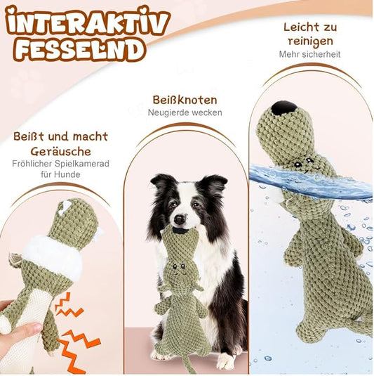 2026 New Dog Toys,Indestructible Plush Dogs Toy for Aggressive Chewers,Squeaky Durable Chew Toy for Indoor Pups Teething, Stuffed Toys for Small Medium Large Dogs (A-Grey)