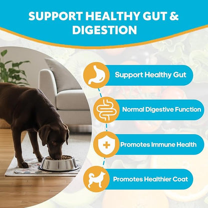 Probiotics for Dogs, Dog Probiotics with Digestive Enzymes with and Prebiotics for Support Gut & Digestion Health, Immune Support, Reduce Diarrhea, 60 Capsules